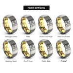 font options for inside engraving on gold & silver equality sign rings