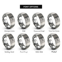 font options for inside engraving on grey equality sign rings