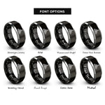font options for inside engraving on black & silver equalizer bars rings