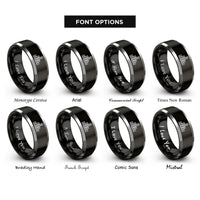 font options for inside engraving on black & silver equalizer bars rings