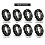 font options for inside engraving on black & silver equalizer bars rings