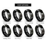 font options for inside engraving on black & gray equalizer bars rings