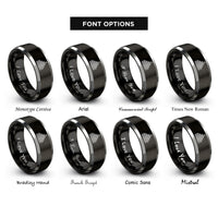 font options for inside engraving on black & gray equalizer bars rings