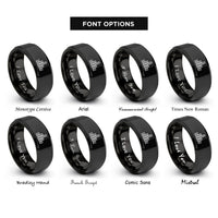 font options for inside engraving on black equalizer bars rings