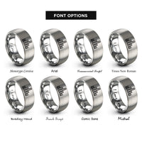 font options for inside engraving on gray equalizer bars rings
