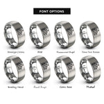 font options for inside engraving on grey equalizer bars rings