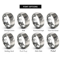 font options for inside engraving on grey equalizer bars rings