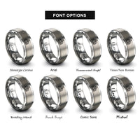 font options for inside engraving on grey equalizer bars rings