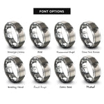 font options for inside engraving on gray equalizer bars rings