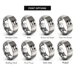 font options for inside engraving on grey equilibrium arrows rings