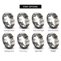 font options for inside engraving on silver equilibrium arrows rings