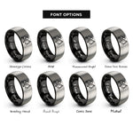 font options for inside engraving on black & silver equipment operator rings
