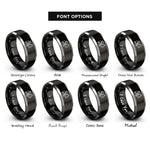font options for inside engraving on black & grey equipment operator rings