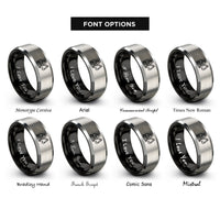 font options for inside engraving on black & silver equipment operator rings
