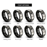 font options for inside engraving on black & grey equipment operator rings