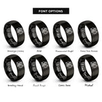 font options for inside engraving on black equipment operator rings