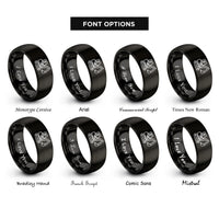 font options for inside engraving on black equipment operator rings