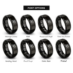 font options for inside engraving on black equipment operator rings