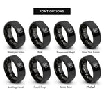 font options for inside engraving on black equipment operator rings