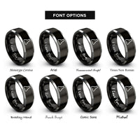 font options for inside engraving on black & grey erlenmeyer flask rings