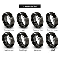 font options for inside engraving on black & silver erlenmeyer flask rings