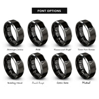 font options for inside engraving on black & silver erlenmeyer flask rings