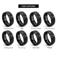 font options for inside engraving on black erlenmeyer flask rings