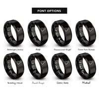 font options for inside engraving on black erlenmeyer flask rings