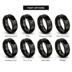font options for inside engraving on black erlenmeyer flask rings