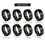 font options for inside engraving on black erlenmeyer flask rings