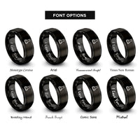font options for inside engraving on black erlenmeyer flask rings