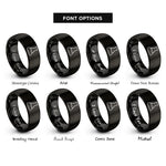 font options for inside engraving on black erlenmeyer flask rings