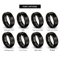 font options for inside engraving on black erlenmeyer flask rings