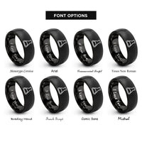 font options for inside engraving on black erlenmeyer flask rings