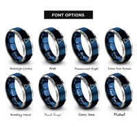 font options for inside engraving on blue & grey erlenmeyer flask rings