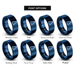 font options for inside engraving on blue erlenmeyer flask rings