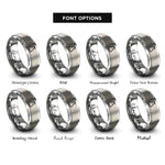 font options for inside engraving on grey erlenmeyer flask rings