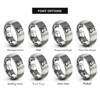 font options for inside engraving on gray erlenmeyer flask rings