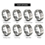 font options for inside engraving on silver erlenmeyer flask rings