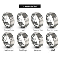 font options for inside engraving on silver erlenmeyer flask rings