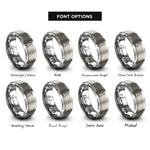 font options for inside engraving on grey erlenmeyer flask rings