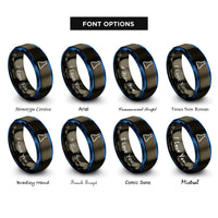 font options for inside engraving on gunmetal & blue erlenmeyer flask rings