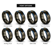 font options for inside engraving on gunmetal & blue erlenmeyer flask rings