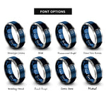 font options for inside engraving on blue & silver esc key rings