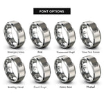 font options for inside engraving on silver esd hand rings