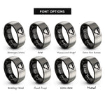 font options for inside engraving on black & gray espresso cup rings