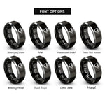 font options for inside engraving on black & gray espresso cup rings