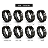 font options for inside engraving on black espresso cup rings