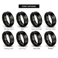 font options for inside engraving on black espresso cup rings