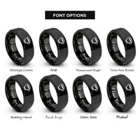 font options for inside engraving on black espresso cup rings